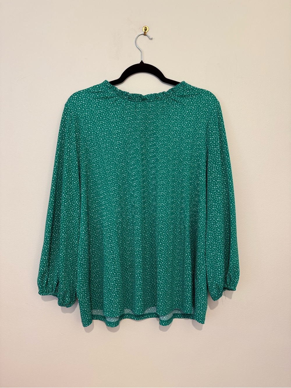 Adrianna Papell Green Printed Peasant Blouse